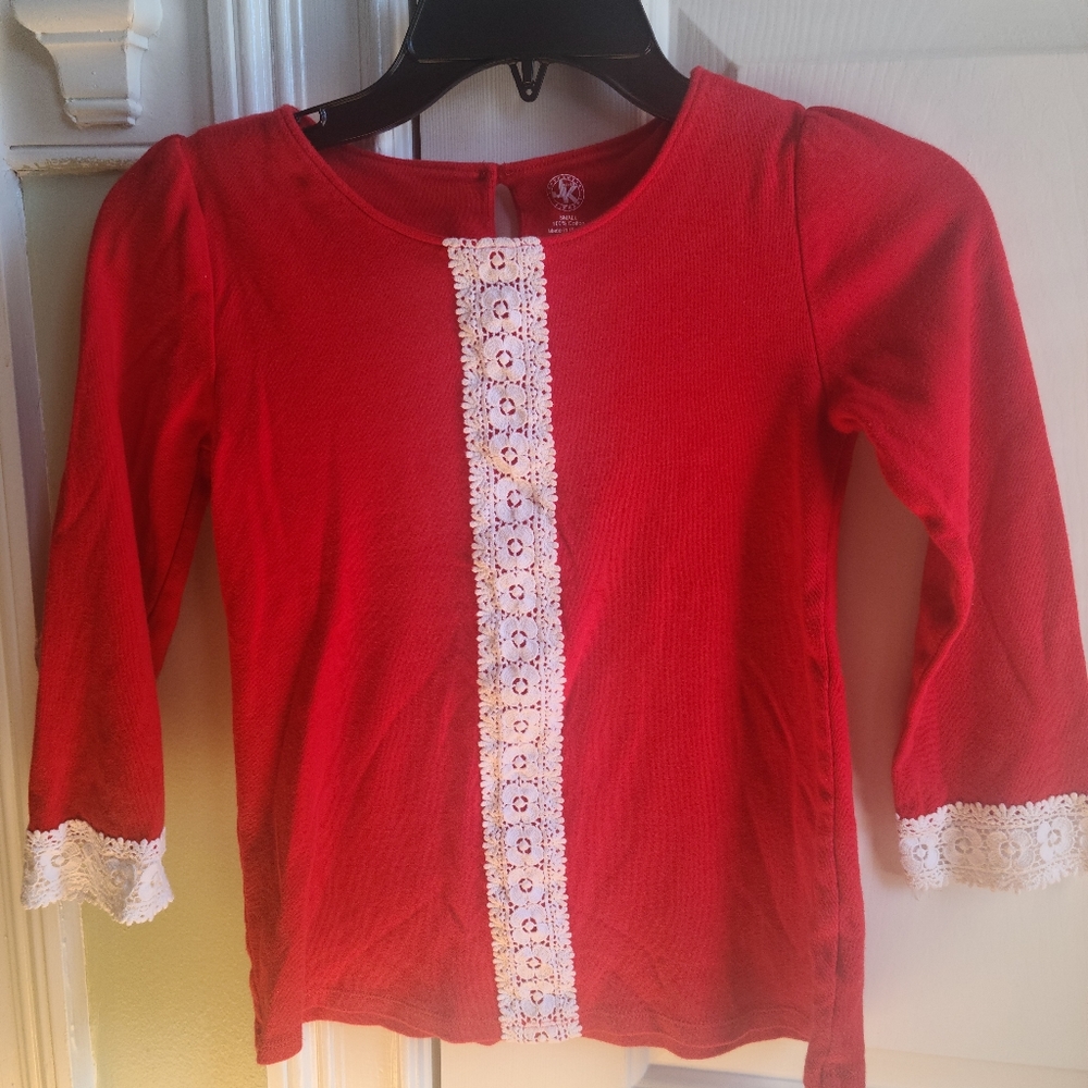 Red Lace Trim Top